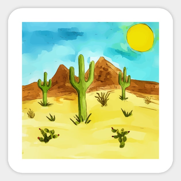 Saguaro cactus as seen in the Saguaro National Park in Arizona Sticker by WelshDesigns